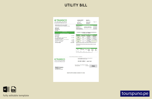 lista para imprimir plantilla de factura de servicios públicos de Abu Dhabi Tran